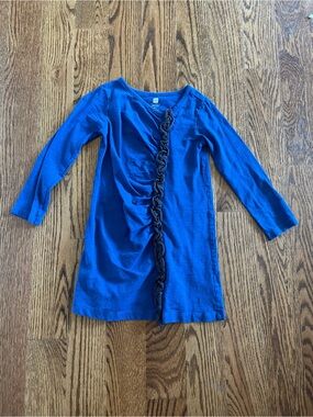Tea Collection blue LS ruffle dress, size 4
